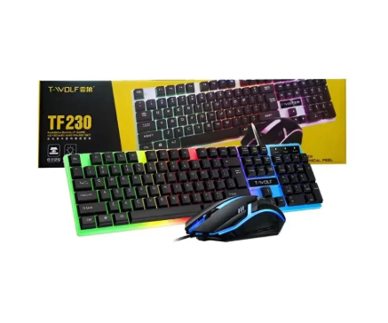 T-WOLF TF 230 RGB LED Backlight USB Mechanical Gaming Keyboard With Multimedia Keys Support And Mouse Combo.