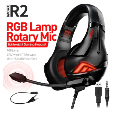 xMOWi R2 RGB Lighting Gaming Headset Omnidirectional Noise Reduction Microphone With Arm Adjustment