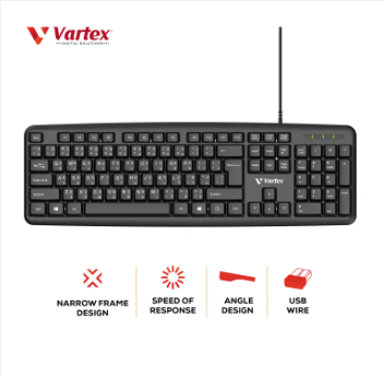 Vartex K213 Wired USB Keyboard with English Font – Perfect for Office & Home Use